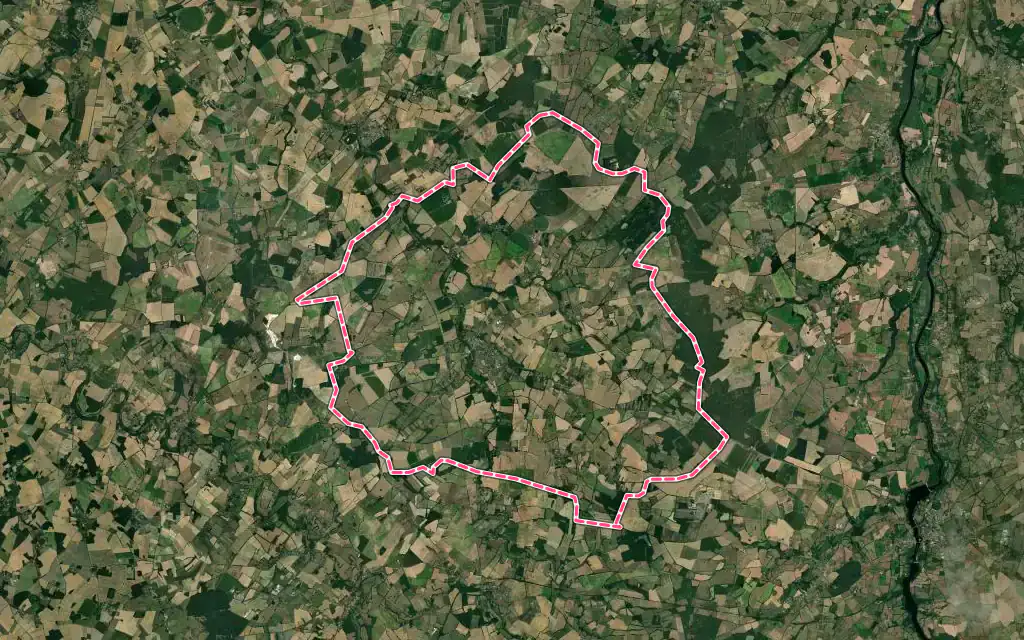 Vue satellite de Usson-du-Poitou avec ses contours administratifs