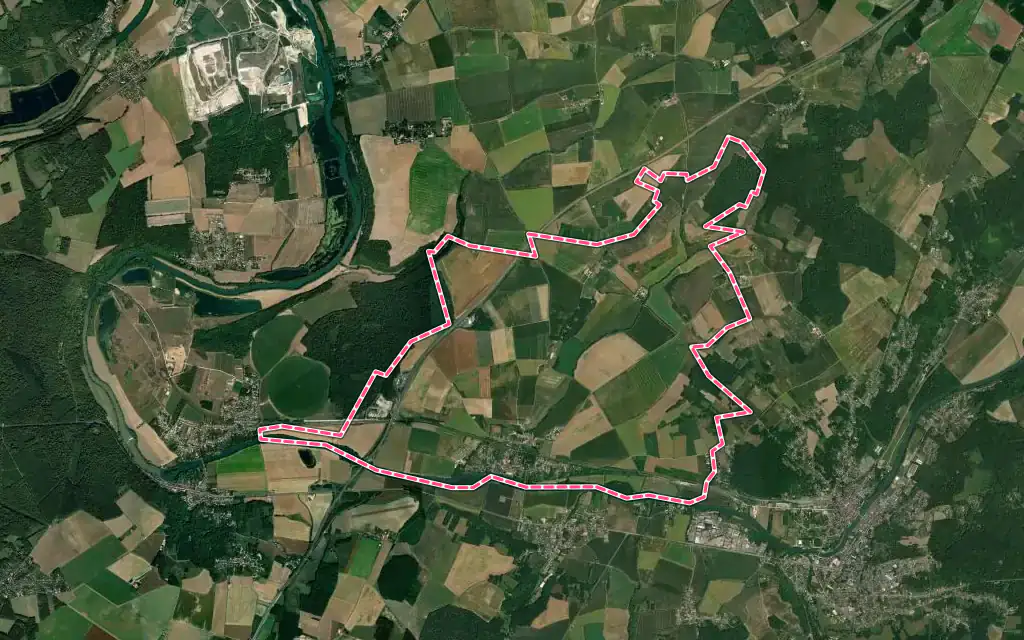 Vue satellite de Ussy-sur-Marne avec ses contours administratifs