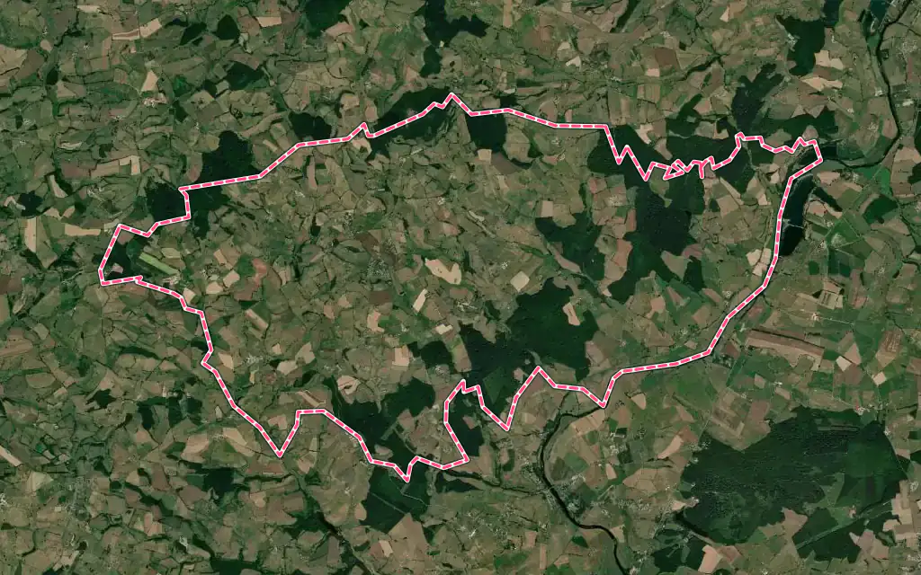 Vue satellite de Uxeau avec ses contours administratifs