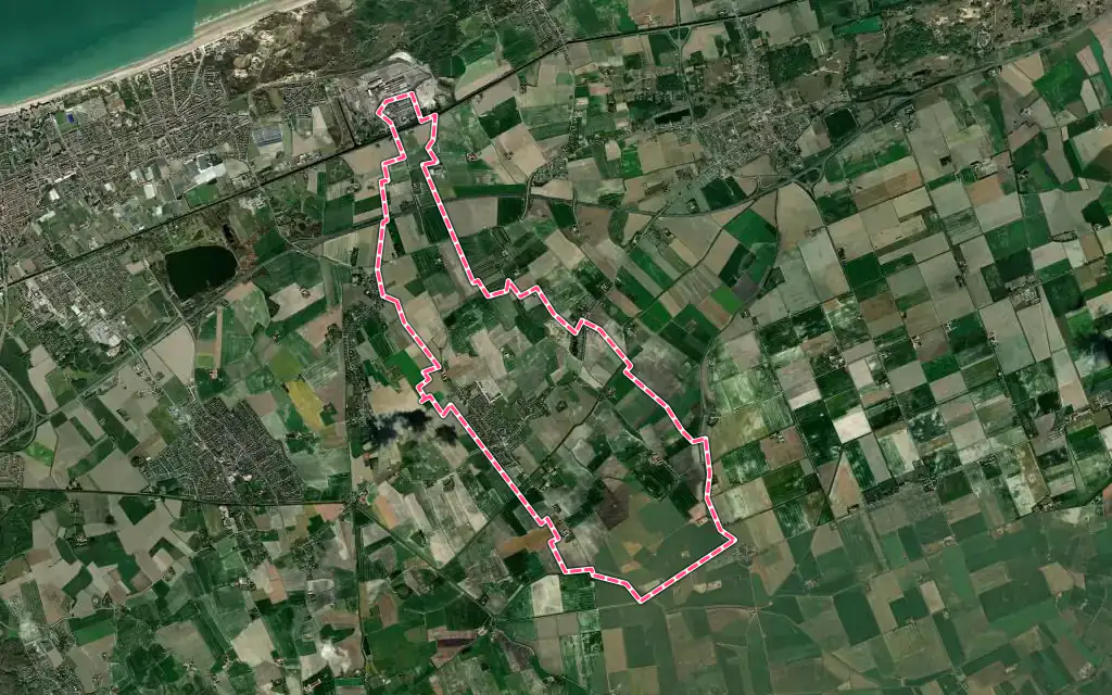 Vue satellite de Uxem avec ses contours administratifs