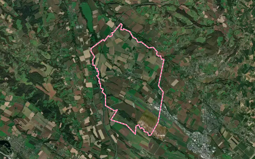 Vue satellite de Uzein avec ses contours administratifs