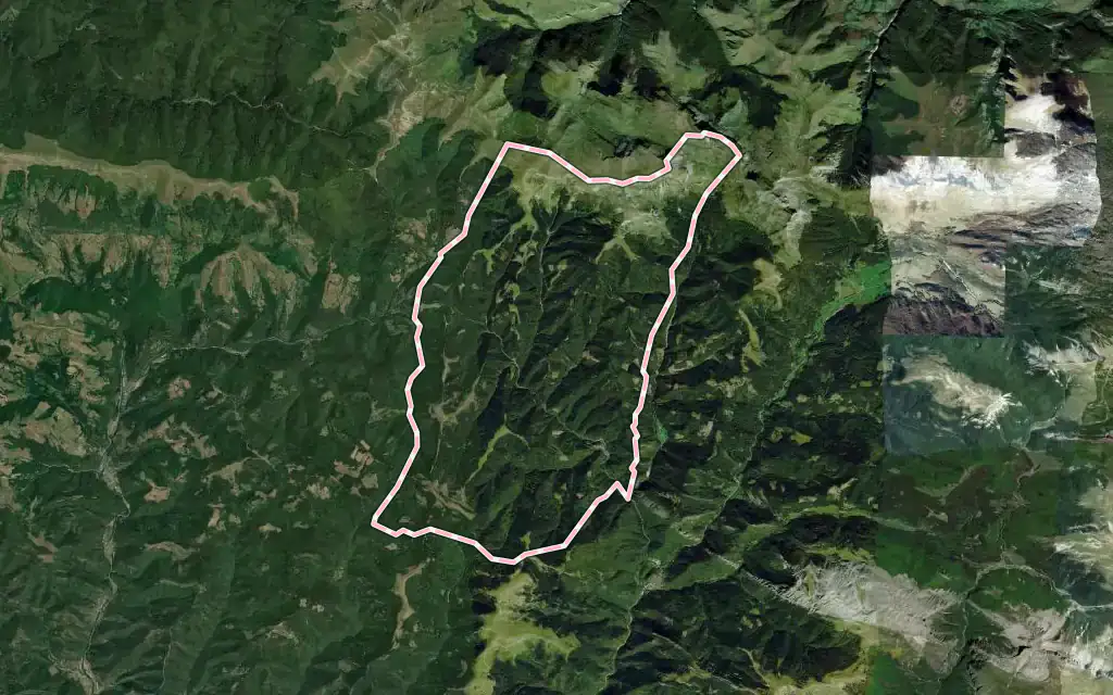Vista satélite de Uztárroz / Uztarroze con su contorno administrativo