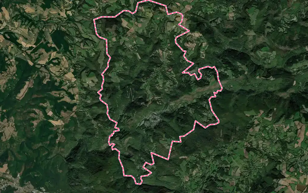 Vue satellite de Vabre avec ses contours administratifs