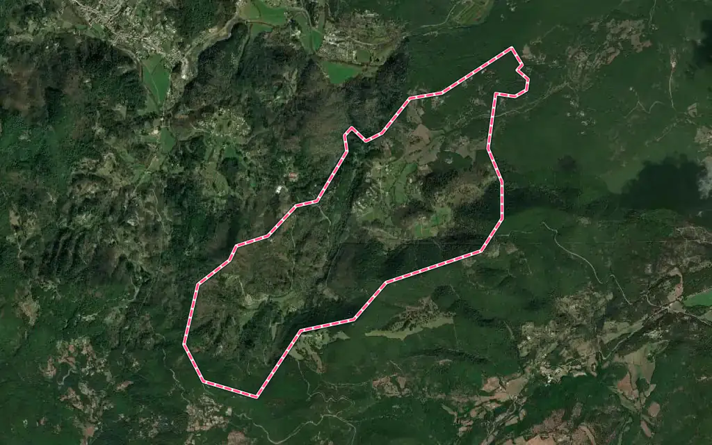 Vue satellite de Vabres avec ses contours administratifs