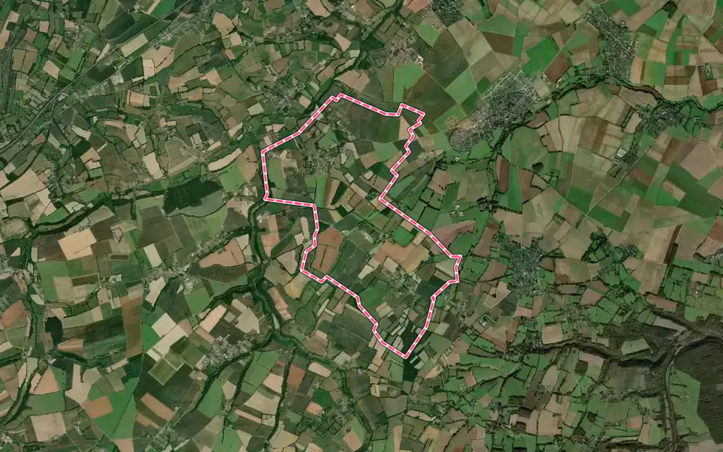 Vue satellite de Vacognes-Neuilly avec ses contours administratifs