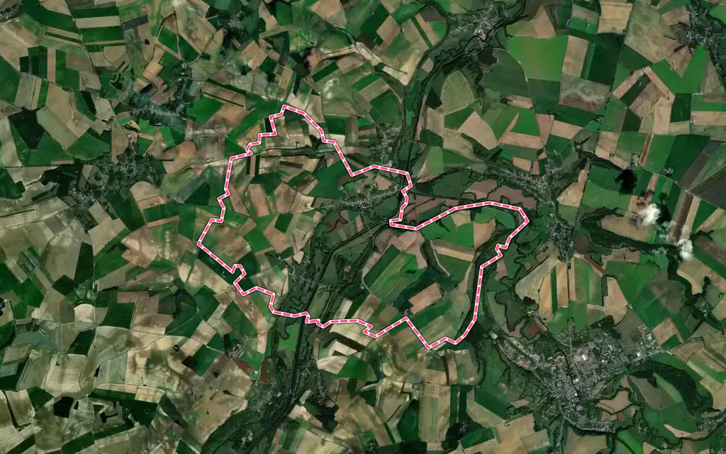 Vue satellite de Vadencourt avec ses contours administratifs