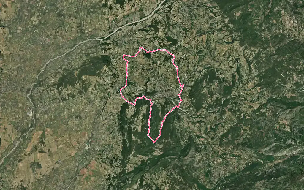 Vue satellite de Vaison-la-Romaine avec ses contours administratifs