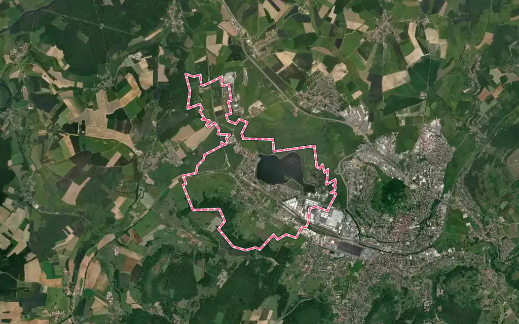Vue satellite de Vaivre-et-Montoille avec ses contours administratifs