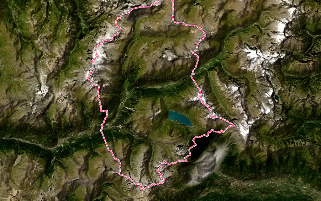 Vue satellite de Val-Cenis avec ses contours administratifs