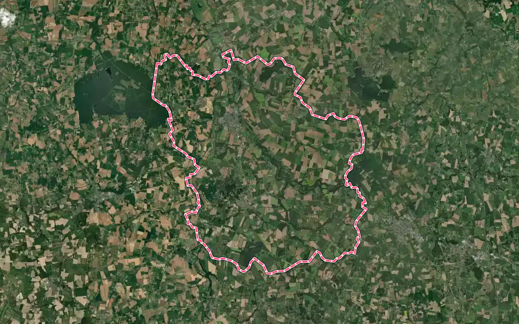 Vue satellite de Val-Couesnon avec ses contours administratifs