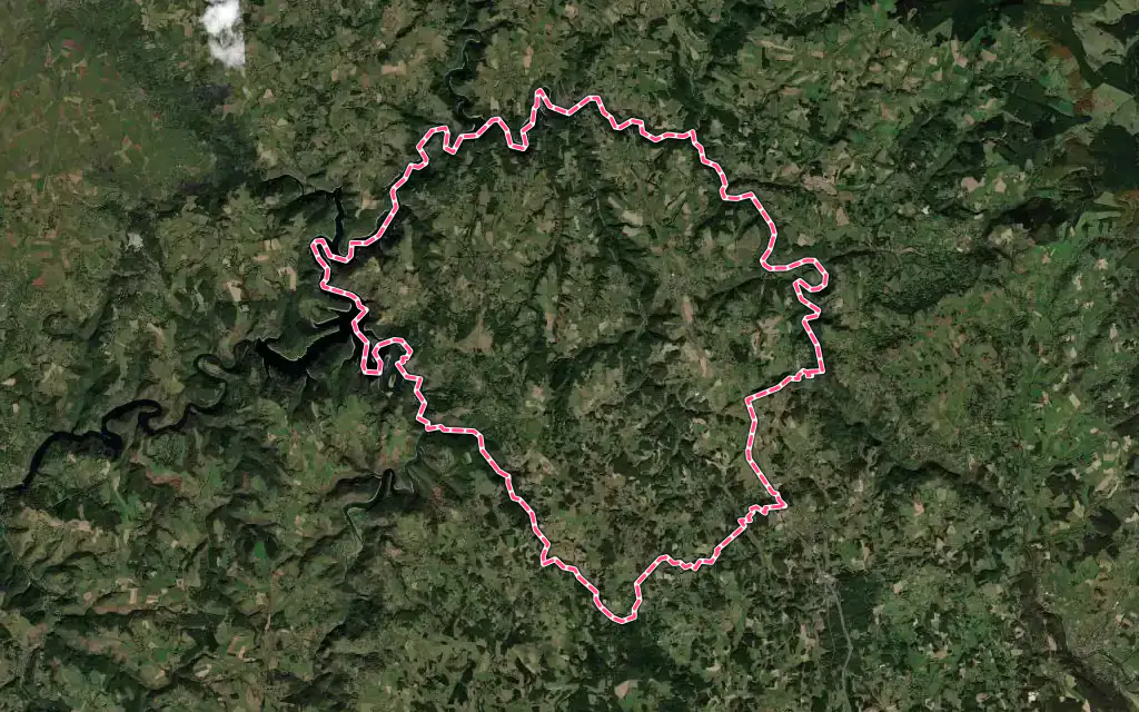 Vue satellite de Val d'Arcomie avec ses contours administratifs