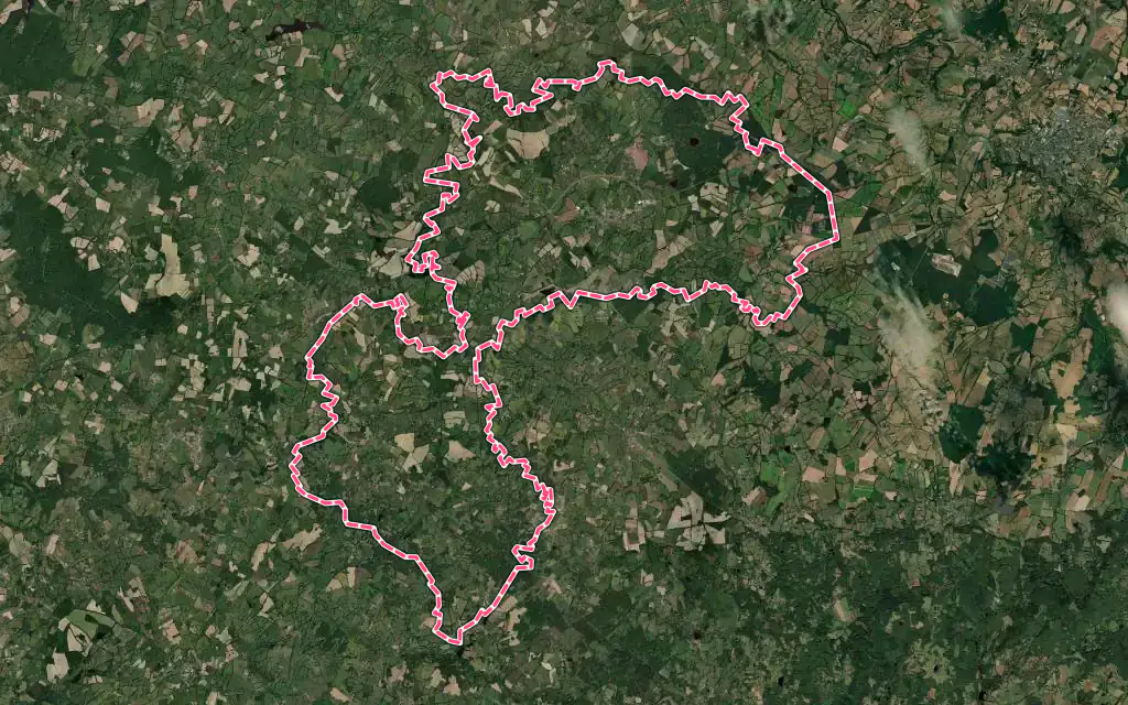 Vue satellite de Val d'Issoire avec ses contours administratifs