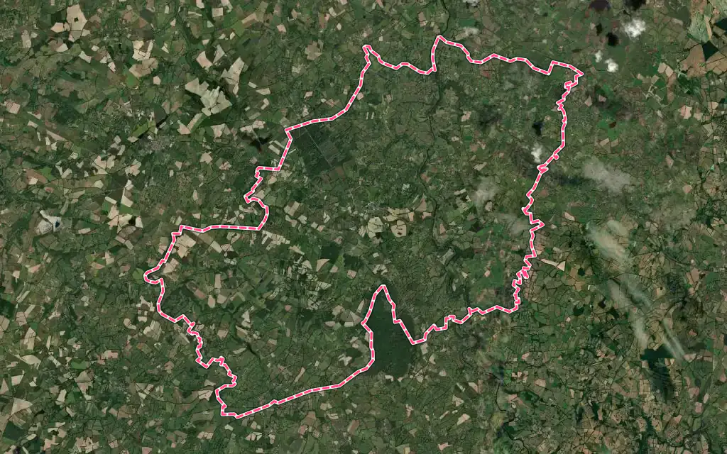 Vue satellite de Val-d'Oire-et-Gartempe avec ses contours administratifs