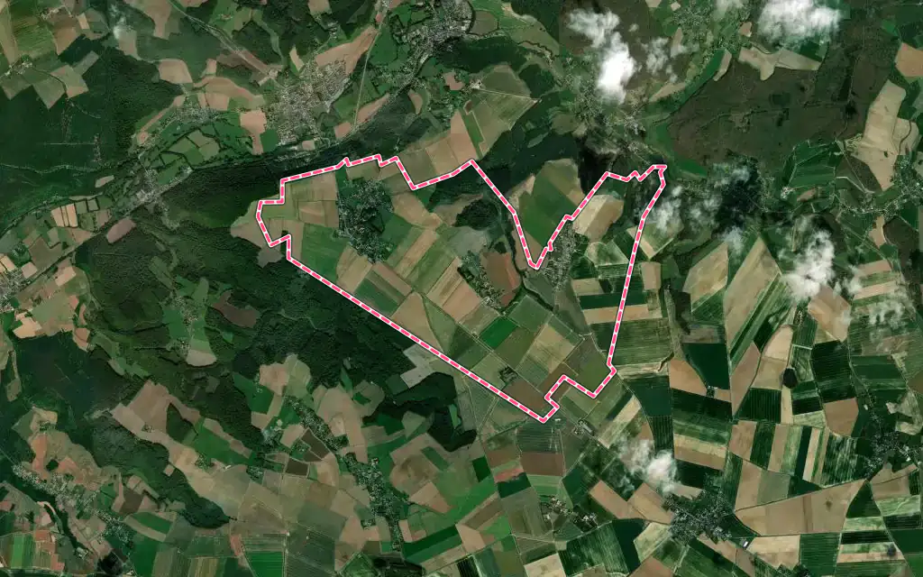 Vue satellite de Val d'Orger avec ses contours administratifs