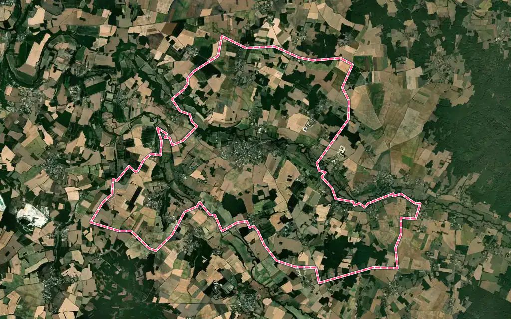 Vue satellite de Val-de-Bonnieure avec ses contours administratifs