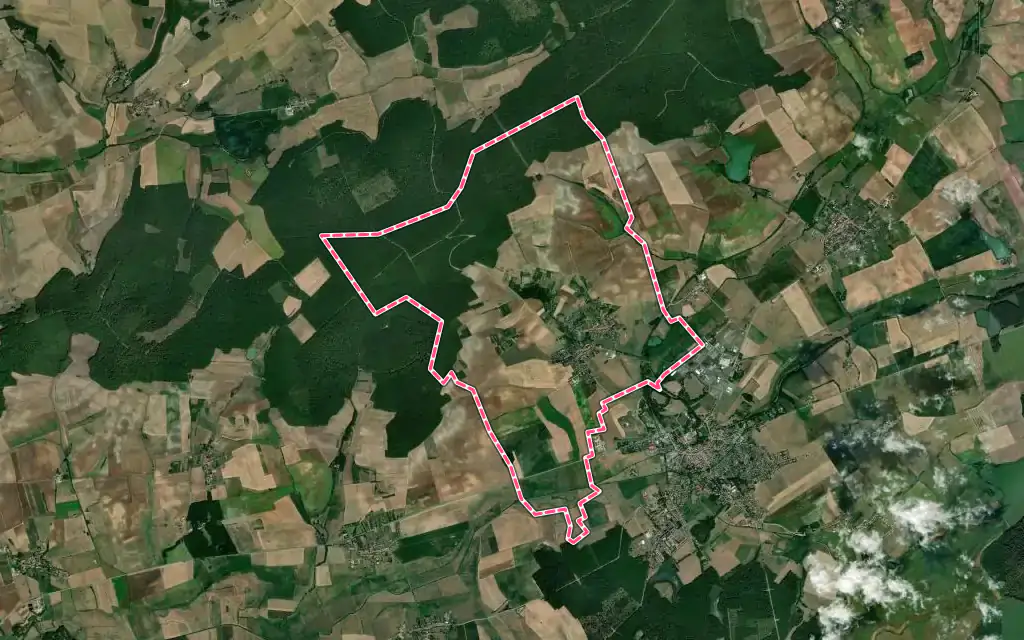 Vue satellite de Val-de-Bride avec ses contours administratifs
