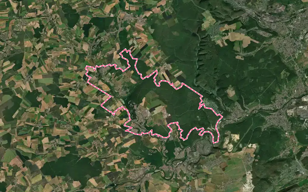 Vue satellite de Val de Briey avec ses contours administratifs