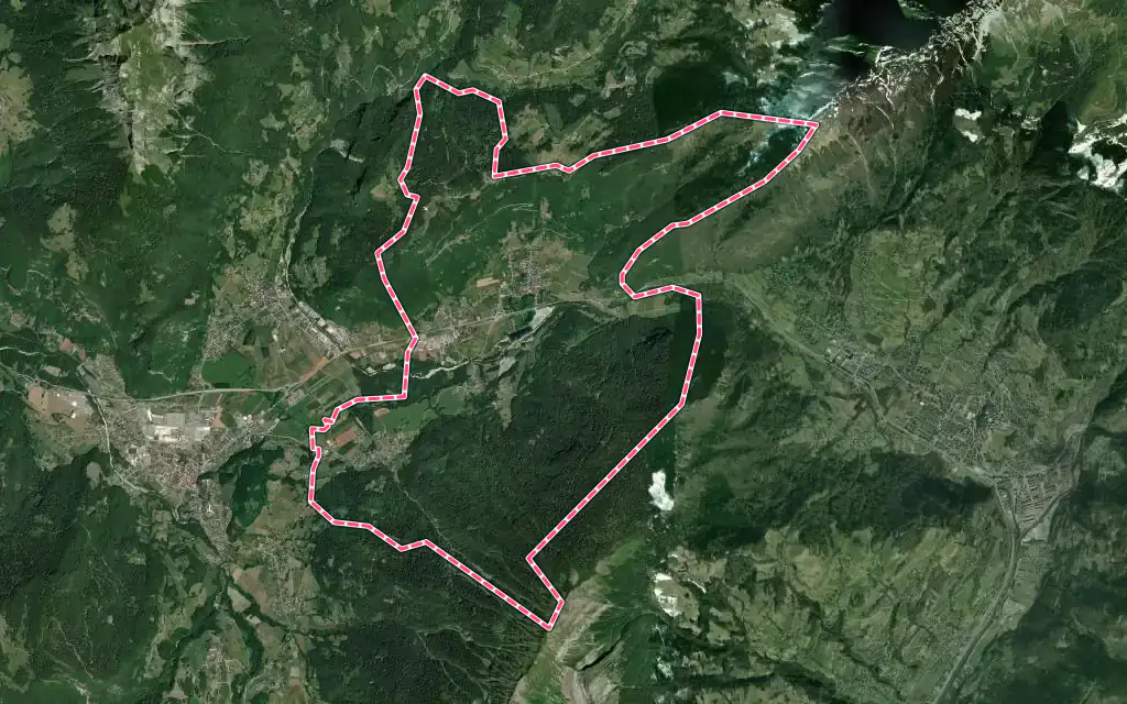 Vue satellite de Val de Chaise avec ses contours administratifs