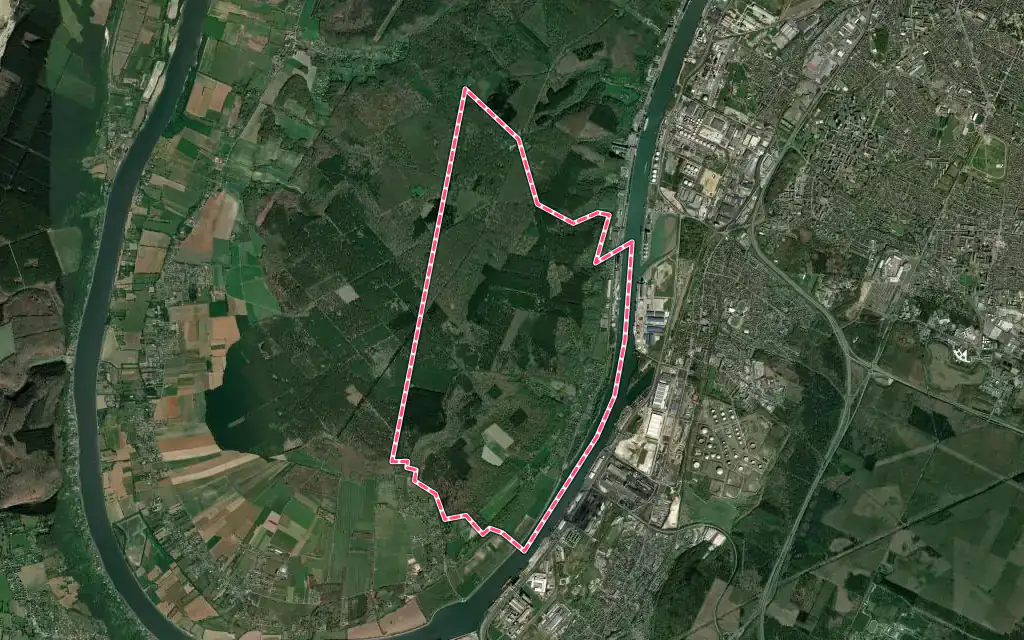 Vue satellite de Val-de-la-Haye avec ses contours administratifs
