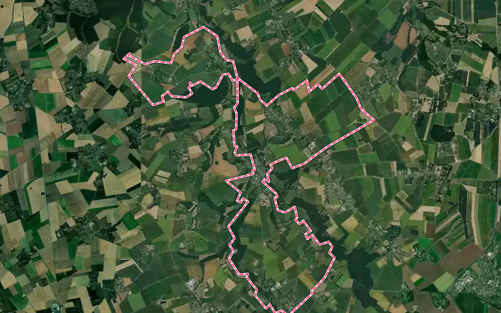 Vue satellite de Val-de-Saâne avec ses contours administratifs