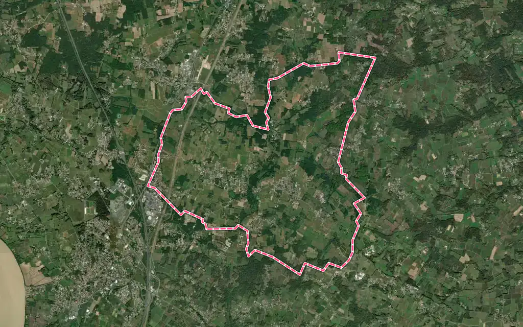 Vue satellite de Val de Virvée avec ses contours administratifs