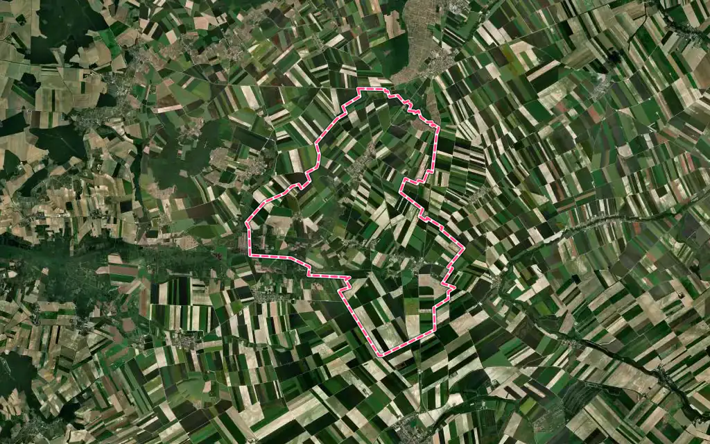 Vue satellite de Val-des-Marais avec ses contours administratifs