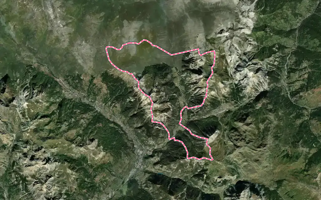 Vue satellite de Val-des-Prés avec ses contours administratifs