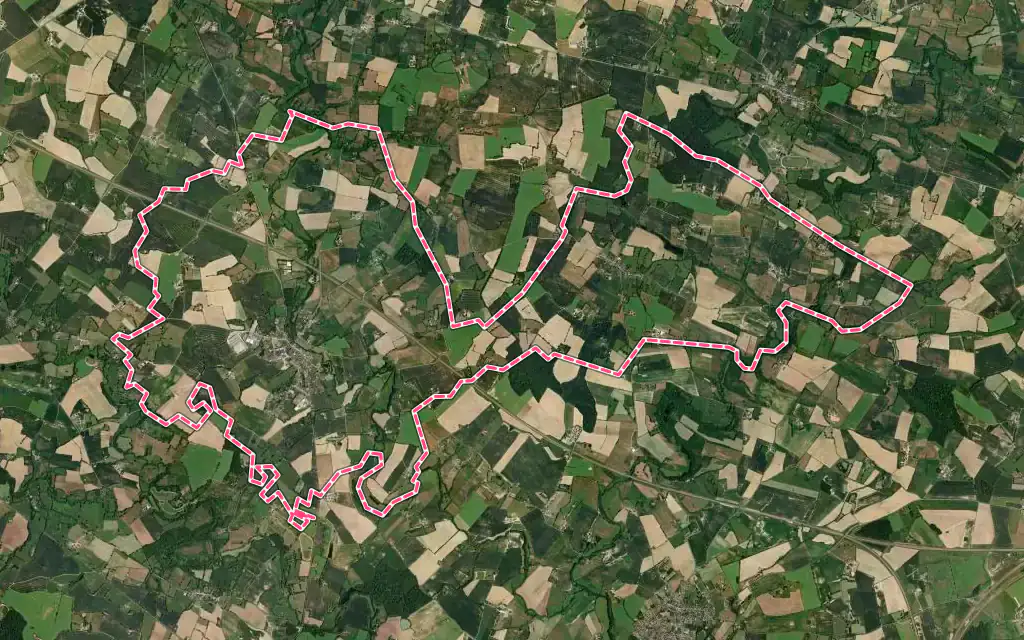 Vue satellite de Val-du-Maine avec ses contours administratifs