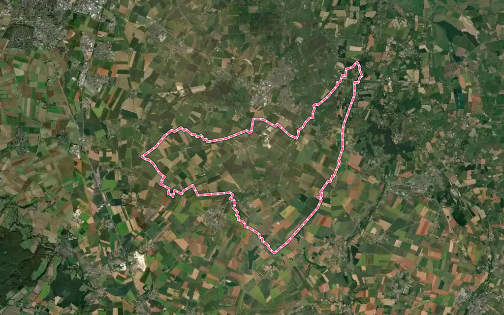 Vue satellite de Valambray avec ses contours administratifs