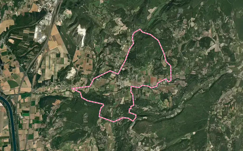Vue satellite de Valaurie avec ses contours administratifs