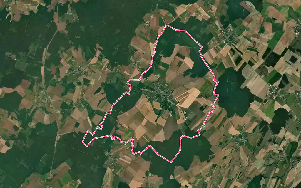 Vue satellite de Valay avec ses contours administratifs