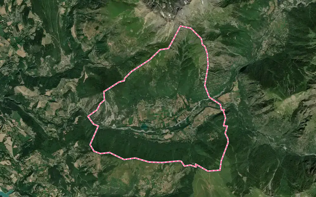 Vue satellite de Valbonnais avec ses contours administratifs