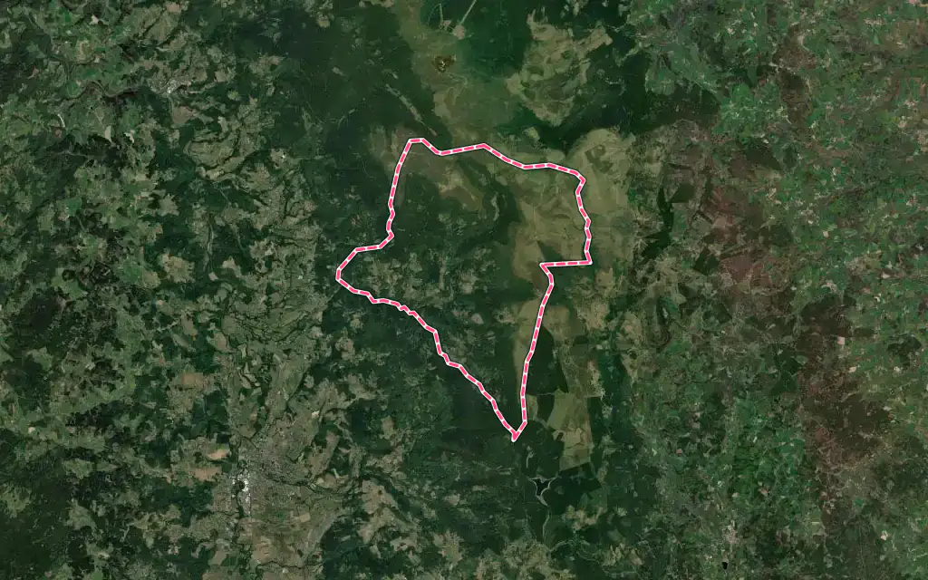 Vue satellite de Valcivières avec ses contours administratifs