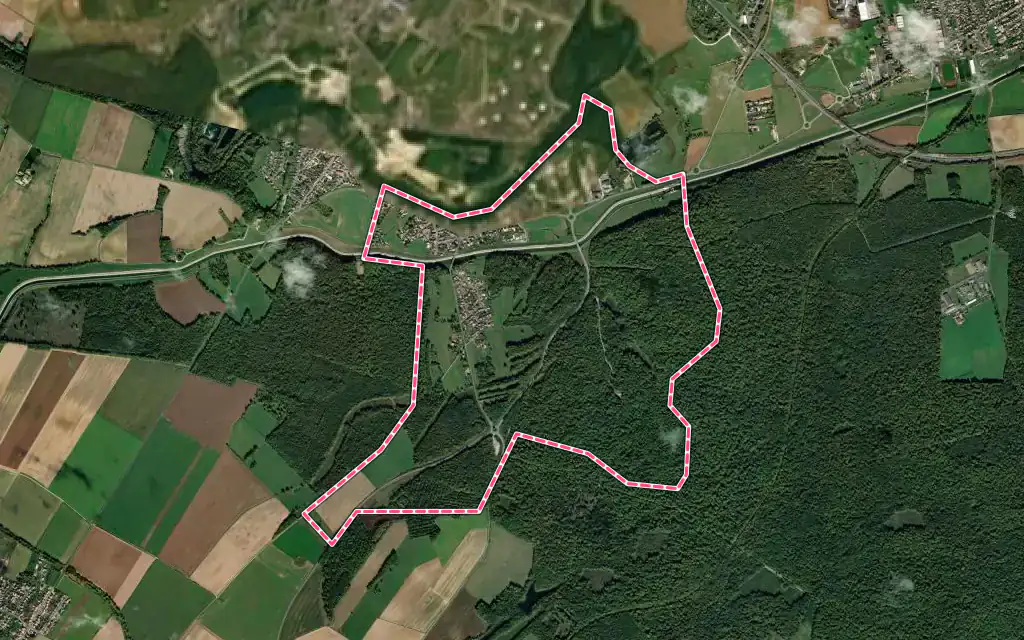 Vue satellite de Valcourt avec ses contours administratifs
