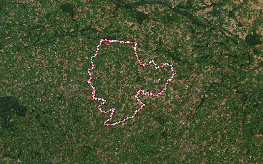 Vue satellite de Valdallière avec ses contours administratifs