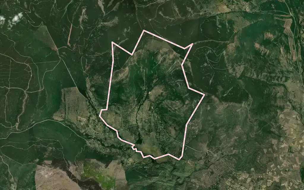 Vista satélite de Valdeavellano de Tera con su contorno administrativo