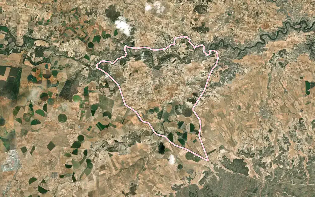 Vista satélite de Valdeganga con su contorno administrativo