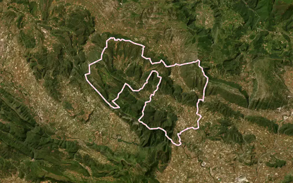 Vista satélite de Valdegovía / Gaubea con su contorno administrativo