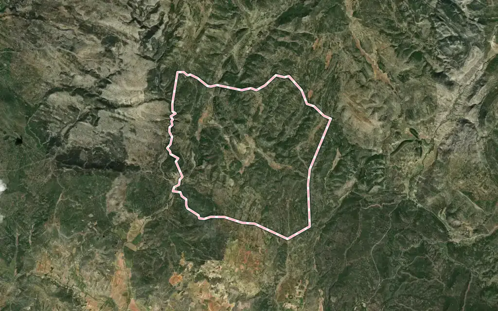 Vista satélite de Valdemorillo de la Sierra con su contorno administrativo