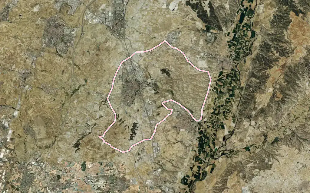 Vista satélite de Valdemoro con su contorno administrativo