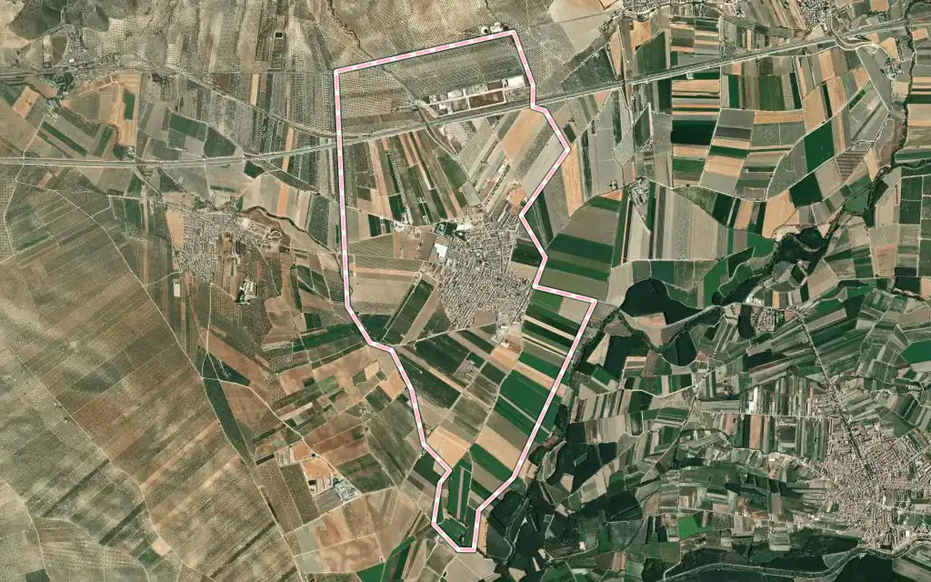Vista satélite de Valderrubio con su contorno administrativo