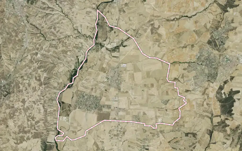 Vista satélite de Valdetorres de Jarama con su contorno administrativo