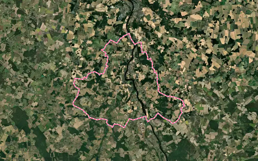 Vue satellite de Valdivienne avec ses contours administratifs