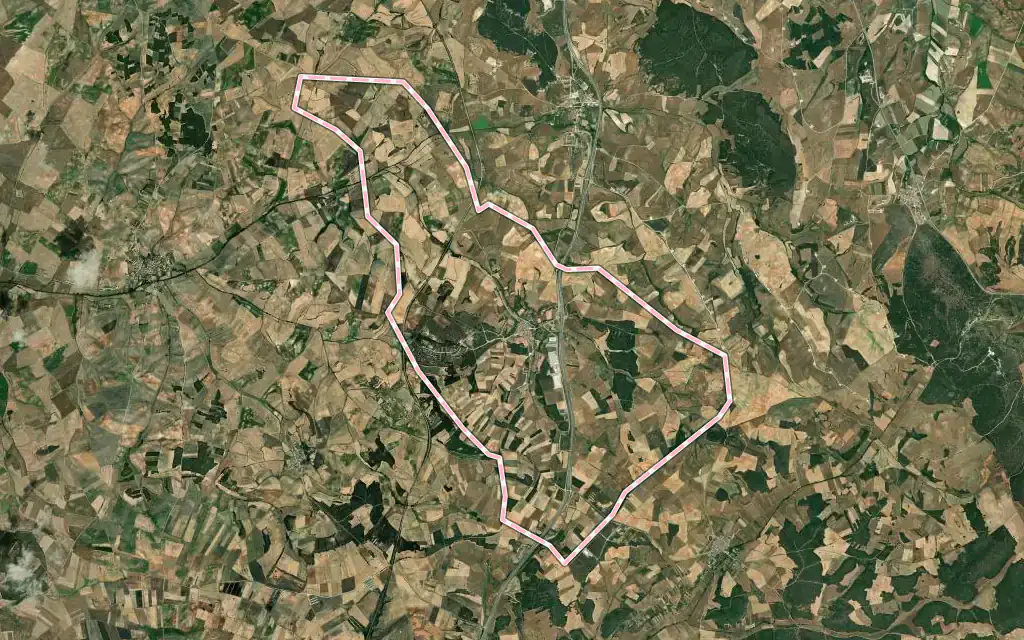Vista satélite de Valdorros con su contorno administrativo