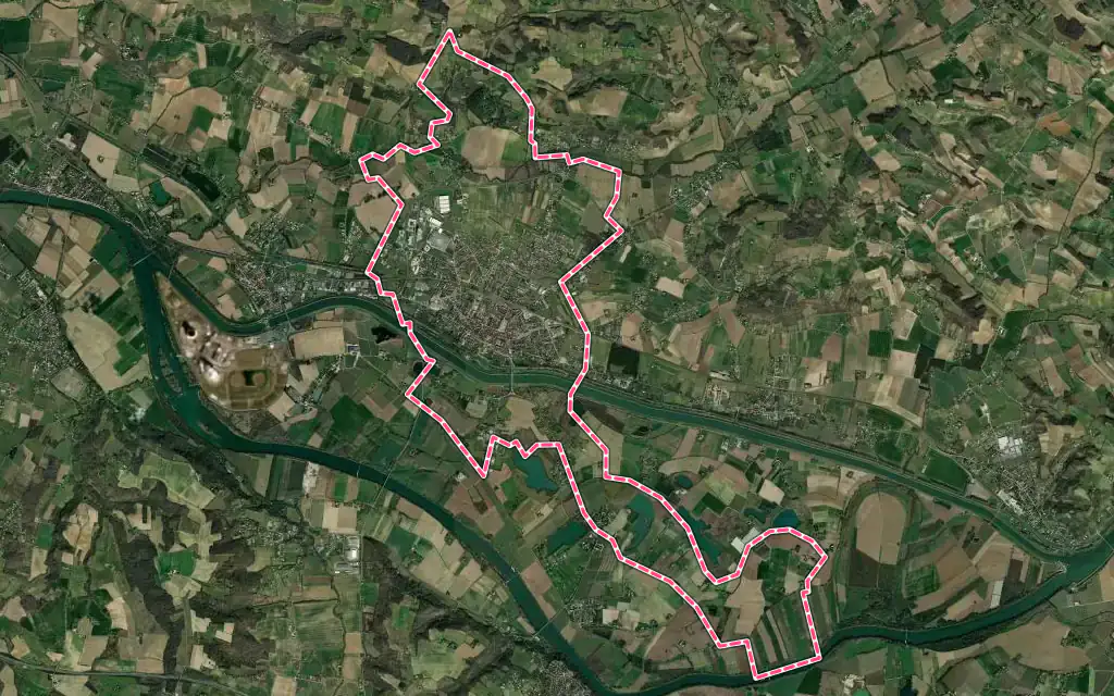 Vue satellite de Valence avec ses contours administratifs
