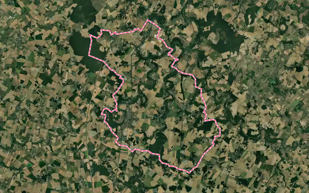 Vue satellite de Valence-en-Poitou avec ses contours administratifs