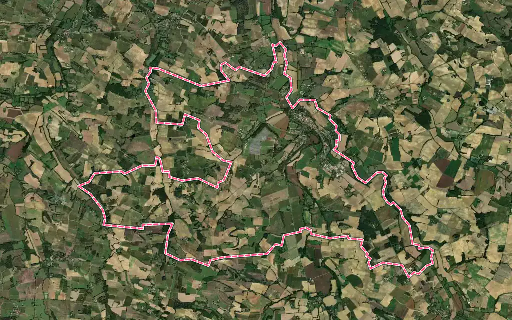 Vue satellite de Valence-sur-Baïse avec ses contours administratifs