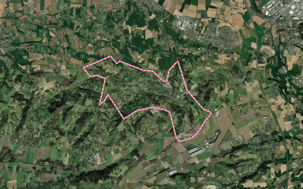Vue satellite de Valencin avec ses contours administratifs