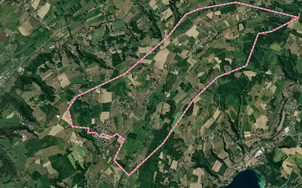Vue satellite de Valencogne avec ses contours administratifs