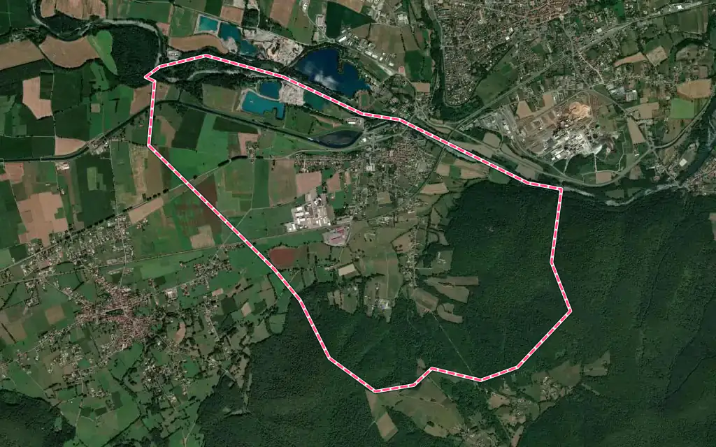 Vue satellite de Valentine avec ses contours administratifs